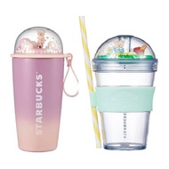 STARBUCKS SS Cherry Blossom Road Chubby Dome Tumbler 355ml +STARBUCKS Spring Picnic Dome Cold Cup 473ml 2021 Spring MD Straw