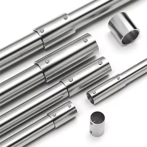 Stainless Steel Straight Pipe Connection 2 Way Pipe Connector Pipe Fittings Clothesline Shelf Joints