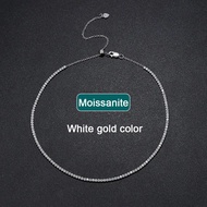 KNOBSPIN 2mm D VVS1 Moissanite Tennis Necklace Adjustable s925 Sterling Silver Plated 18k Gold with 