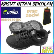 FREE SOCKS PALLAS BLACK SCHOOL SHOES  306-0170 KASUT HITAM SEKOLAH PALLAS JAZZ BERTALI