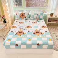 Cadar Tilam 1800TC Cotton Cute Cartoon Bear Rabbit Capybara Super Single Bedsheet Fitted Kapas Tulen