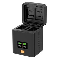 Camera Battery Charging Case for DMW-BLK22 Batteries 2-slot Charger with Card Slots OLED Screen PD F