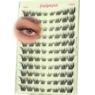 Focipeysa Fox Eye Lash Clusters Kit Fox Tail Lashes Cluster Eyelash Extensions Kit with Lash Bond an