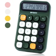 M&G Mechanical Switch Calculator, 12 Digits, Large LCD Display and Big Buttons, Cute Green Desktop C
