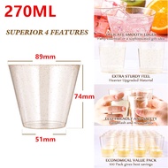 10PCS 9OZ 270ML Disposable wine cups water cups gold powder hard plastic aviation cups mousse cups