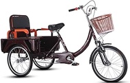 Bike Three Wheel Bike, Adult Tricycle High Carbon Steel Frame Bicycle with Shopping Basket &amp; Rear Seat for Recreation Shopping Picnics Exercise Cycling Pedalling