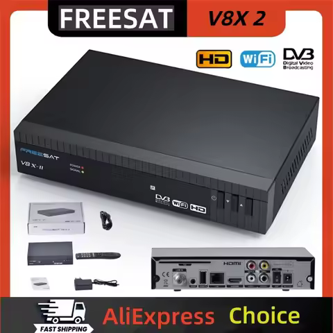 FREESAT V8X 2 1080P Full HD Satellite TV Receiver DVB-S/S2/S2X,H.265 Built-in WIFI,FUNCAM/MARS/CCAM/