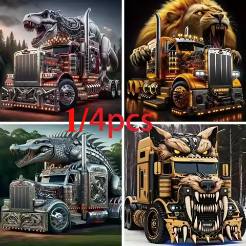 4 different truck pattern diamond painting kits, randomly 1 piece or a complete set of 4 pieces, fra
