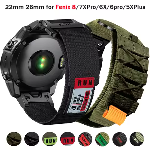 For Garmin 22 26mm Nylon Loop Strap 8 5 Plus 6Pro 7Pro Easy Fit Wristband Watch Band Fenix7XPro 5XPl