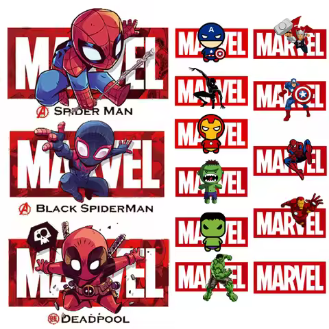 Disney Marvel Spiderman superhero Iron Man hulk Cartoon Iron on Heat Transfer Patches Stickers Cloth