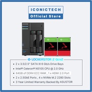 8TB~32TB Asustor AS6702T 64GB ECC Ram Option Bundles With x2 Enterprise-Grade Ironwolf Pro Hard Disk