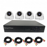 AHD 4路4鏡頭 高清CCTV閉路電視 1080P 室內半球鏡實時監控套裝 智能移動偵測夜視 Security 遠程監控防盜系統