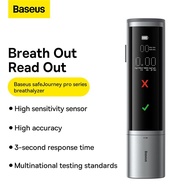 เครื่องวัดปริมาณอัลกอฮอล์จากลมหายใจ Baseus SafJourney Pro Series เหมาะสำหรับเครื่องวัดปริมาณการหายใจในเครื่องเป่าวัดระดับแอลกอฮอล์การจราจรเพื่อตรวจหาจำนวนของแอลกอฮอล์หายใจออก