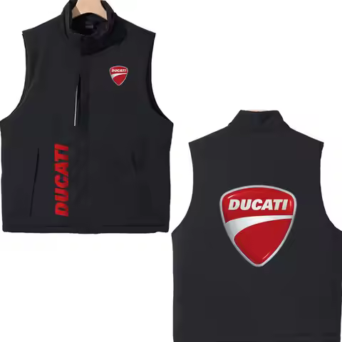 2026 Men's Ducati motorcycle sleeveless jacket for casual outdoor fashion, with zipper, suitable for