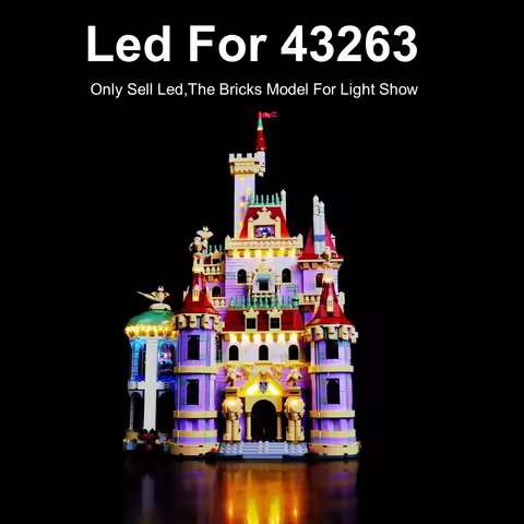 LED Light For Beauty and the Beast Castle LEGO 43263 Lamp Building Bricks (Not Include Block Model)