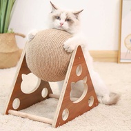 Wooden Cat Scratching Post Ball Toy Cat Scratcher Sisal Rope Toys Pet Furniture Accessories Cat Tower Tree