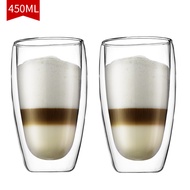 2 Pcs 450ml Bodum Double-deck Vacuum Egg Shape Cold Proof Beer Mugs Latte Cappuccino Coffee Glass Ju