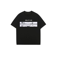 Vintage Grunge Horizontal Sword Frame Printed Short Sleeve Top Oversized Silhouette Streetwear Summe
