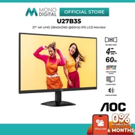 AOC 27" U27B35 4K UHD LED (3840x2160 @60Hz) IPS Panel LCD Monitor (4ms (GtG), Input: HDMI+DP, VESA, 