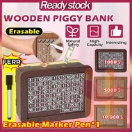 Piggy Bank Money Box Saving Wood Money Bank Reusable With Saving Goals to Helps cultivate savings ha