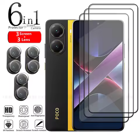 6-in-1 For Poco X7 Pro Glass For Xiaomi Poco X7 Pro Tempered Glass 9H HD Full Cover Glue Screen Prot