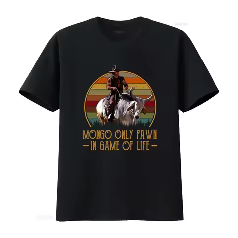 Vintage 70s Movies Inspired Mongo Only Pawn In Game Of Life T Shirt Blazing Saddles Cowboy Design vi