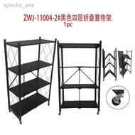 ❈₪♛Foldable kitchen wheeled shelf 3 4 5 layer organizer steel racks with wheels shelves home storage