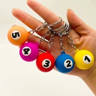 Creative Mini Billiards Pool Keychain Fashion Assorted Colorful Table Ball Keyring Bag Ornaments Waist Hanging Car Trinket Gift