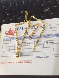 Kalung Liotin Emas Muda Kadar 18K Berat 1.89gram Free Surat Pembelian Toko
