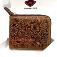 Rush rider Premium Logo Genuine Cow Leather Wallet Dompet Lelaki Kulit Lembu