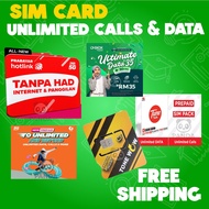 Prepaid Sim Card Prabayar CELCOM UMOBILE MAXIS HOTLINK ONEXOX TONEWOW Unlimited Internet 6Mbps Hotspot Tanpa Had