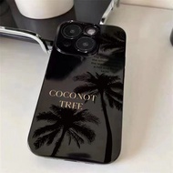 Silhouette Coconut iPhone13/14promax Apple 12/11 Soft Case XR/8plus Bright Black Phone Case 7/8