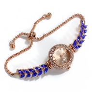 Jam Tangan Wanita Model Rantai Serut Jam Analog Terbaru Tali serut Full Permata