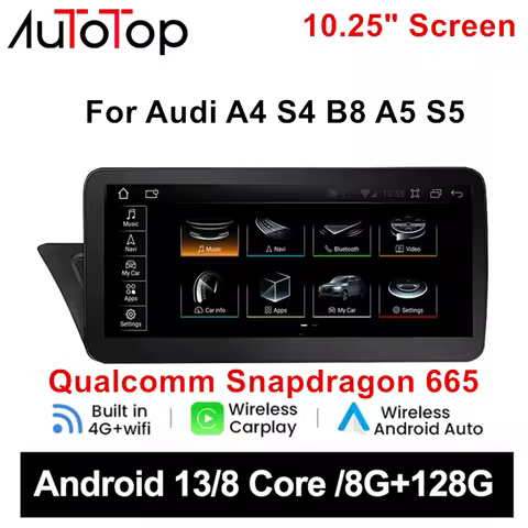 AUTOTOP 10.25" Android 12 Car Multimedia Player 2Din Headunit For Audi A4 S4 B8 A5 S5 2009-2016 Carp