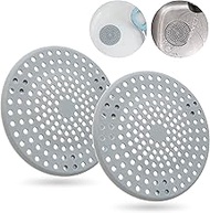 Sink Drain Strainer, Pack of 2, Grey, Made of TPR (Thermoplastic Elastomer), Diameter 11 cm, with 3