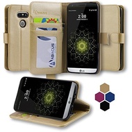 ★FREE SHIPPING★LG G5 Case by Abacus24-7， Gold Flip Leather Wallet Case and Stand for LG G5 phone