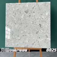 SHANNAIER | Scandinavian White Glossy Terrazzo Tiles 800x800mm