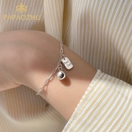 PAPAOZHU Minimalist s925 Silver Little Ball Good Luck Charm Bracelet for Women Men Unisex Wrist Chain Bangle Friendship Bracelets Simple Fashion Jewelry