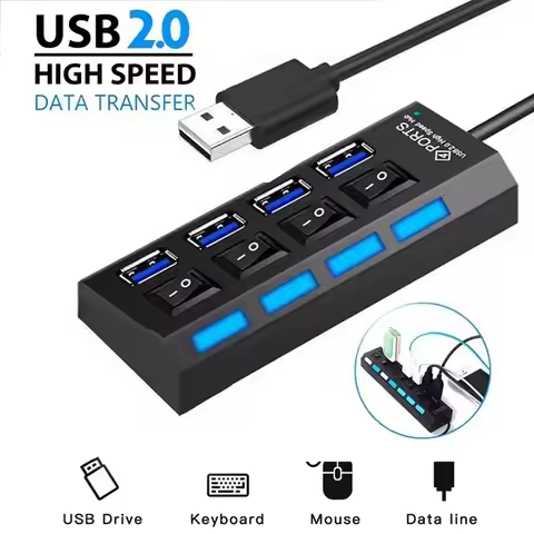 4 In 1 Switch Extension Hub 4-port USB 2.0 Hub Computer USB Extension Hub USB 2.0 Splitter Adapter F