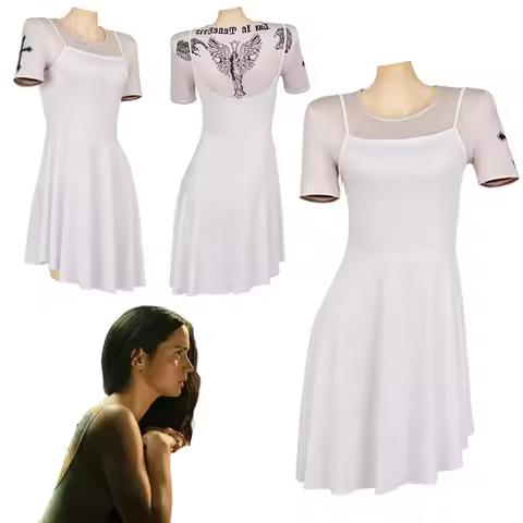 Ballerina Rooney Cosplay Fantasy Tattooed Printed Tops Dress Movie From the World of John Wick Costu