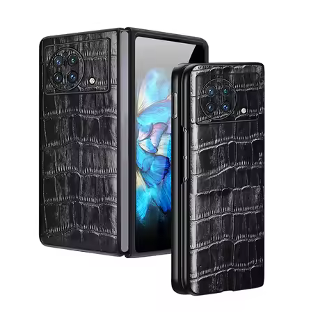 Luxury 3D Texture Genuine Leather Case for VIVO X Fold Shockproof Ultra-Thin Folding Protective Cove