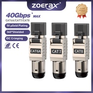 ZoeRax RJ45 Cat8 Cat7 Cat6A Connectors RJ45 Metal Tool Free Easy Termination Plug 2000MHz 40G LAN Ca