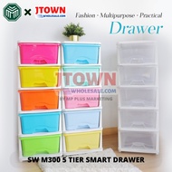 (READY STOCK) SW M300 5 Tier Smart Plastic Drawer / 5 Tingkat Amari Plastik / Plastik Drawer / Plastik Cabinet