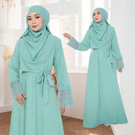 JOJOBars Jubah Abaya Plain Lace Murah Moden Dress Set Loose Cutting Muslimah Dubai Viral