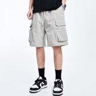 M-5XL Cotton Lelaki Seluar Pendek Black Big Size Shorts Men Summer Plus Size Drawstring Multi Pocket