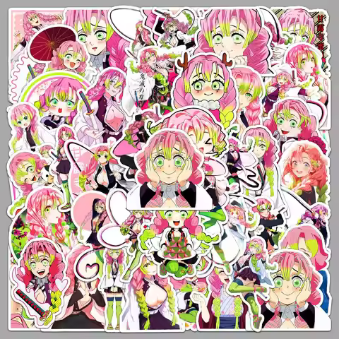50PCS Kawaii Kanroji Mitsuri Anime Stickers Demon Slayer Sticker Aesthetics Scrapbooking Cup Laptop