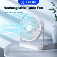 JISULIFE Table Fan Rechargeable Desk Fan Portable Fan 4000mAh With 4 Gear Wind Speed Personal Fans