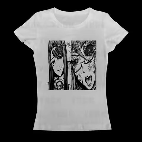 Fashion Y2K Japanese Anime Pattern T-shirt Cute Casual Hip-hop Harajuku Girl Street Wear Graphic Sho