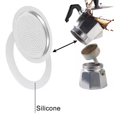 Moka Coffee Pot Silicone Gaskets And Aluminum Filter Moka Coffee Bottle Sealing Ring For 1/2/3/6/9/1