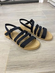 黑色民族夏日沙灘平底鞋涼鞋 Crocs black sandals